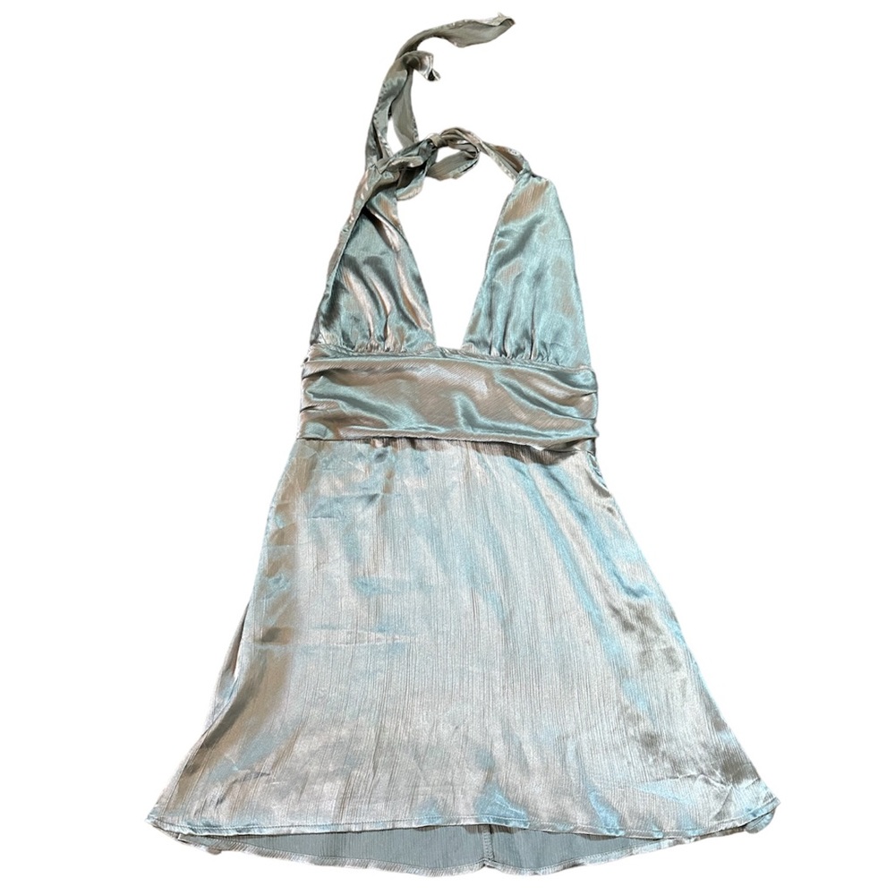 Cider Metallic Light Blue Mini Dress SIZE M